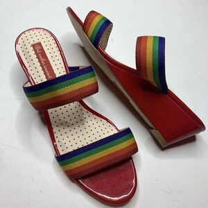 But Another Innocent Tale Red Rainbow Pride Wedge Shoes W